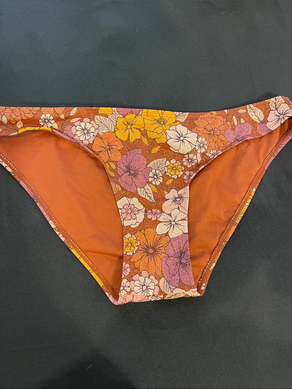 Xhilaration Floral Bikini Bottoms in Rust, Pink & Yellow